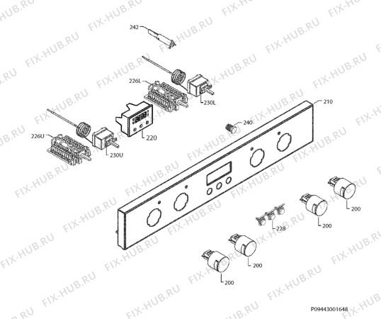 Взрыв-схема плиты (духовки) Zanussi ZOD35702XK - Схема узла Command panel 037